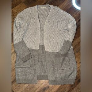 Madison and Hudson Gray two toned ribbed knit Cardigan size large